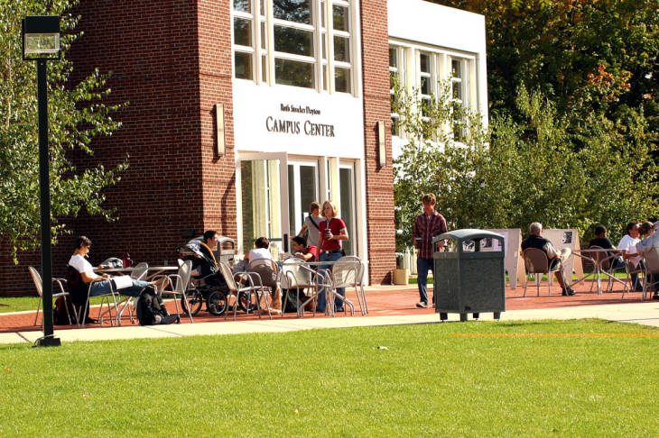 Enjoying a sunny day outside of Campus Center Fall 2004